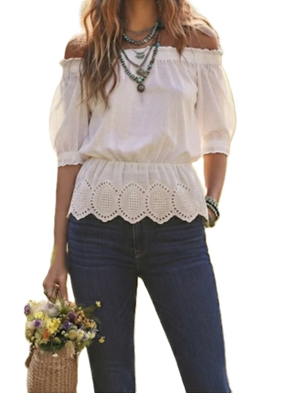 Michael kors White Cotton Eyelet Off The Shoulder Tunic Top size XS  NWOT
